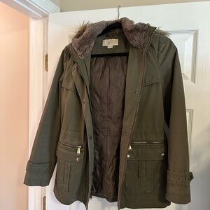 Michael Kors Olive Fur Hooded Coat